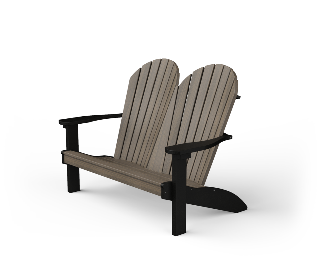 Poly Adirondack Bench With Wood Grain Finish YardCraft   Coastal Gray Black 15 1024x870 